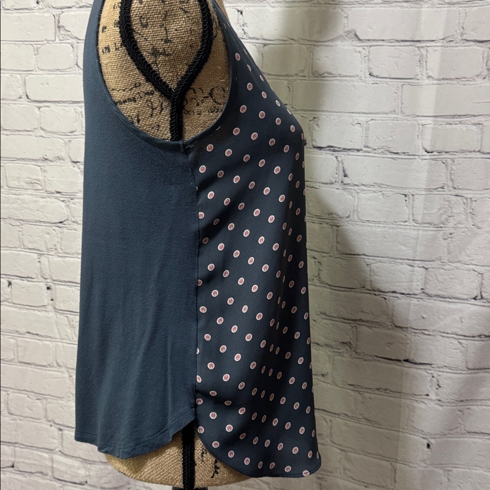 LOFT Printed Dot polyester front & solid rayon back Sleeveless Tank Top - Picture 5 of 9